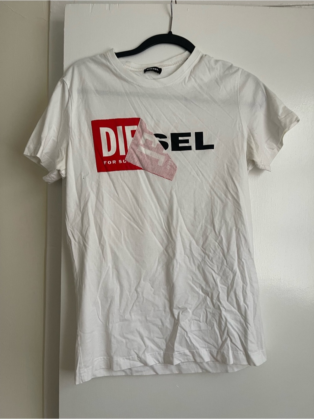 Diesel White Tee with Red and Black Logo